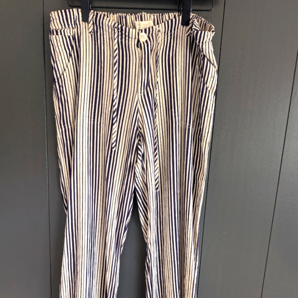 Casual Beach Linen Striped Pants